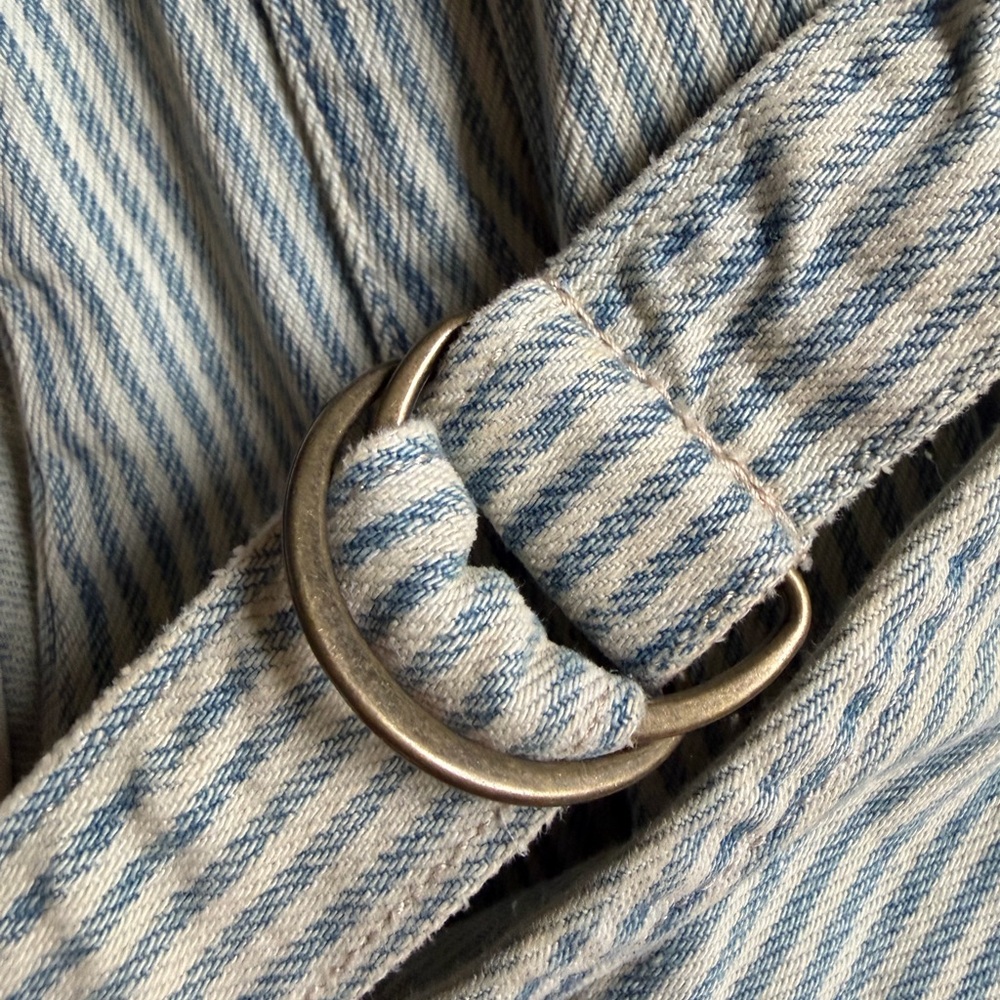 Free People ‘High Roller’ Railroad Blue & White Striped Jumpsuit Overalls -Small - Picture 4 of 7